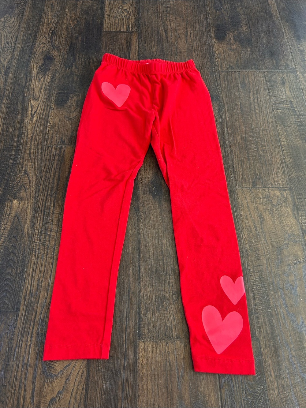 Cat & Jack Red Leggings with Pink Heart Accents
